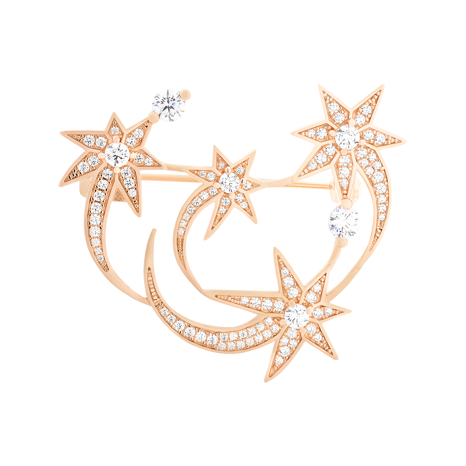 Brosche Sterne aus 925 Silber mit Zirkonia