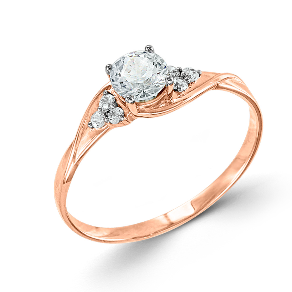Schöner Damenring, Rotgold 585, mit Swarovski Zirkonia
