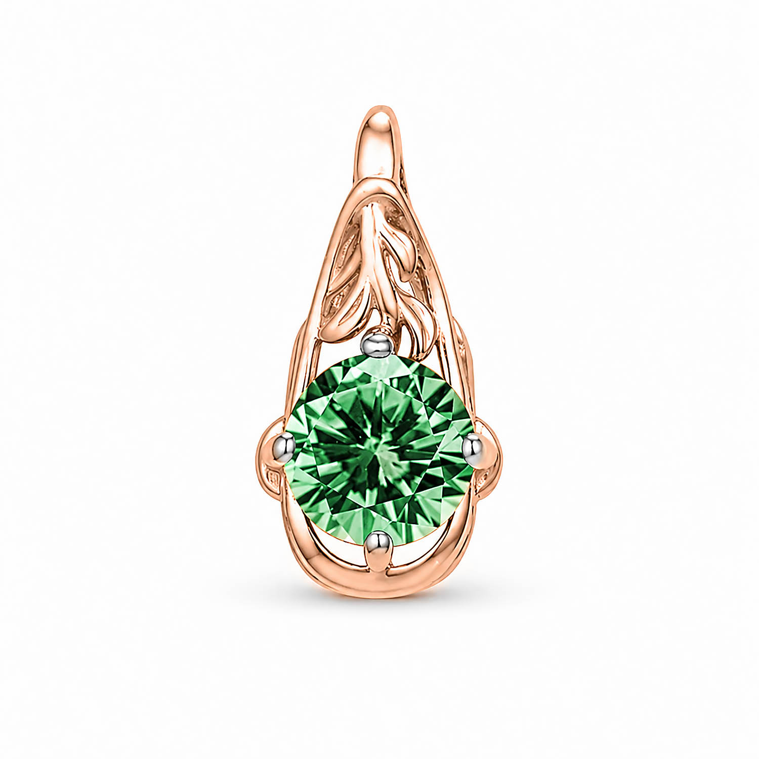 Anhänger aus Rotgold 585 mit grünem Sitall in elegantem klassischem Design