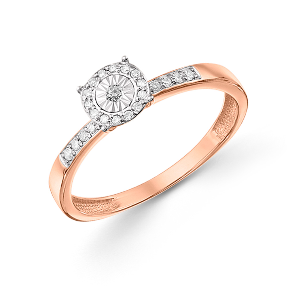 unvergleichlicher Damenring, Rotgold 585,  Brillanten 0,085 ct. WSI