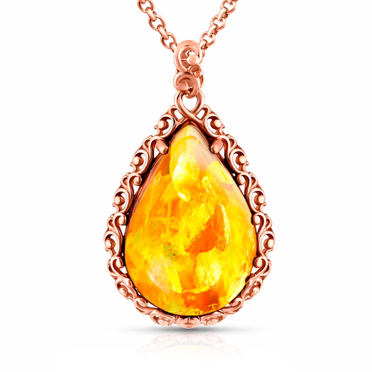 Anhänger aus vergoldetem 925 Silber mit Lemon Bernstein