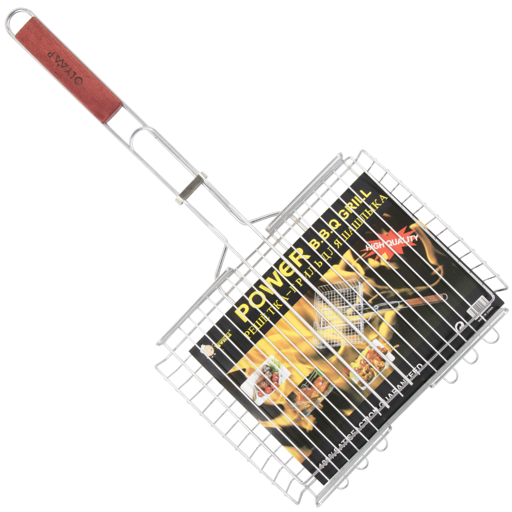 OLYMP Grill-Gitter aus Edelstahl mit Holzgriff, 0,8 kg, 24 x 33 x 5 cm