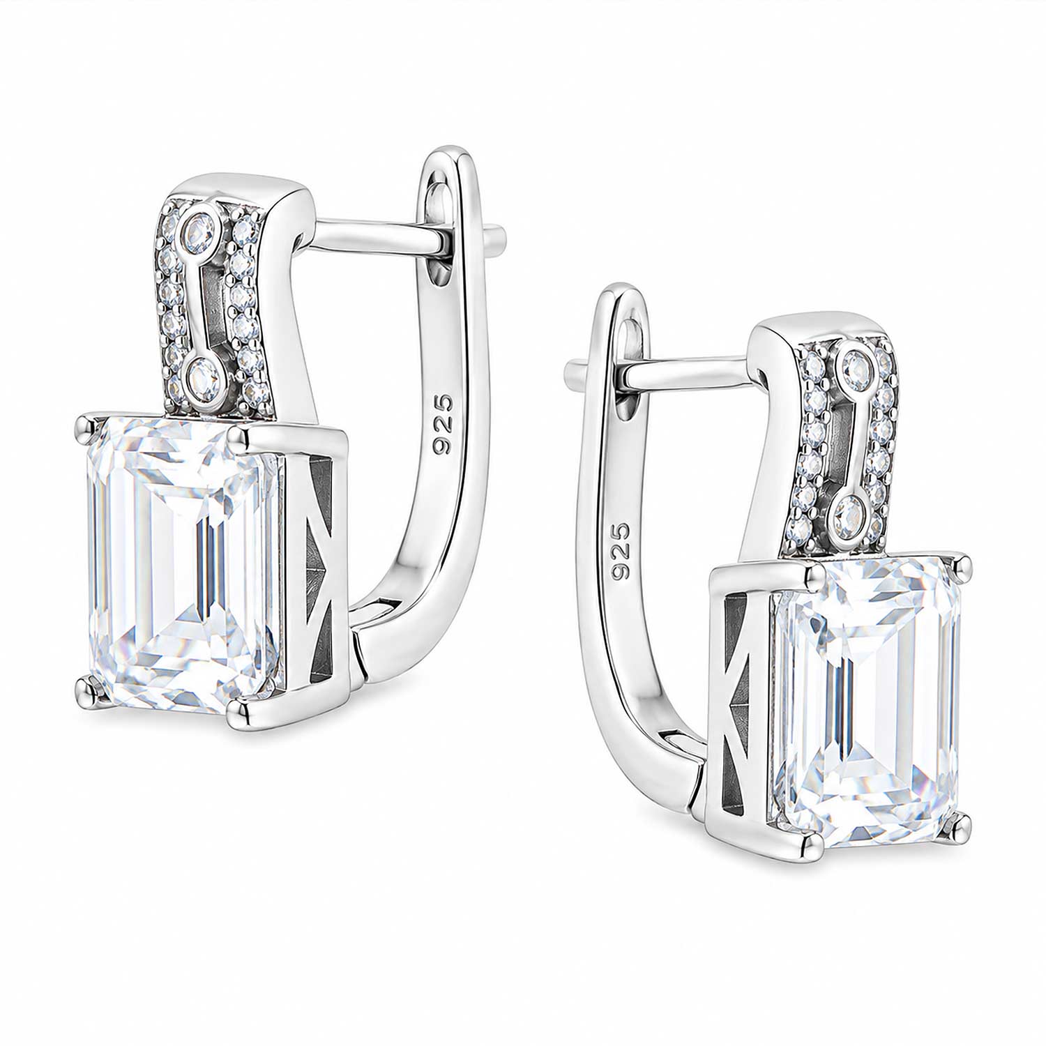 Set: Ohrringe + Anhänger aus 925 Silber mit Glaskristallen und Zirkonia