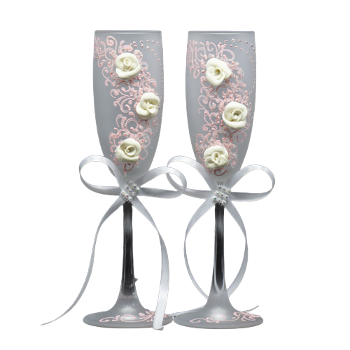 Geschenkset 2 Hochzeitsgläser, matt weiß