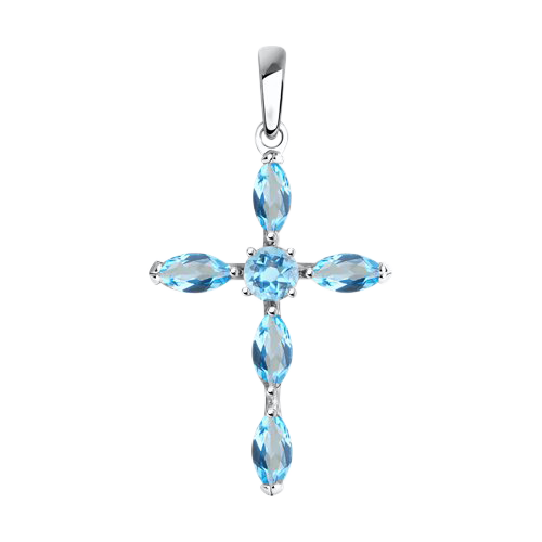 Schöner Kreuzanhänger, Silber 925, mit Topasen, Höhe ca. 33 mm
