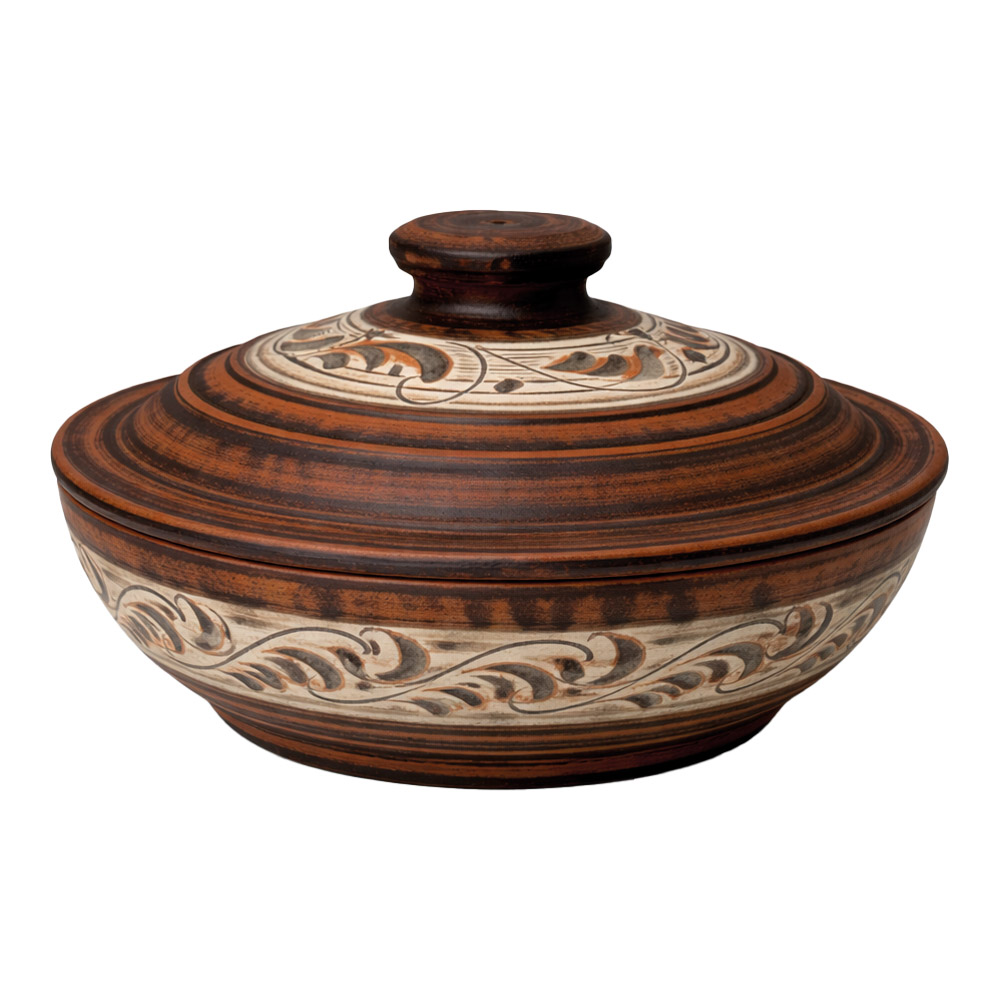 Keramik Bräter 2er-Set aus Naturton mit Deckel, 1.4 L