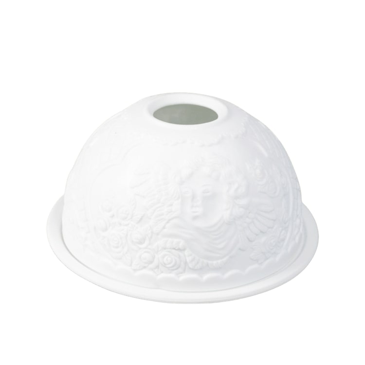 Eleganter zwei-teiliger Porzellan-Kerzenständer mit Engeln, 12 x 9 cm