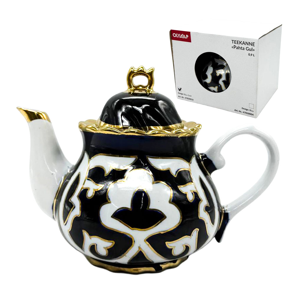 Teekanne Pahta Gul, weiß-blau-gold, 0,9 L