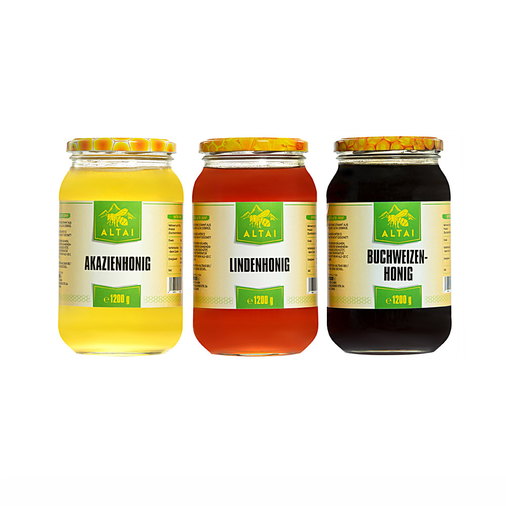 Honig Trio Klassik Set - Lindenhonig, Akazienhonig, Buchweizenhonig (3x1200g)