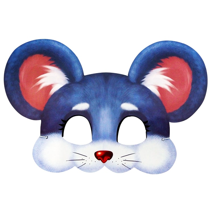 Masken - Set 5 Stück "Maus" 20 x 29 cm, mit Gummiband, aus Karton
