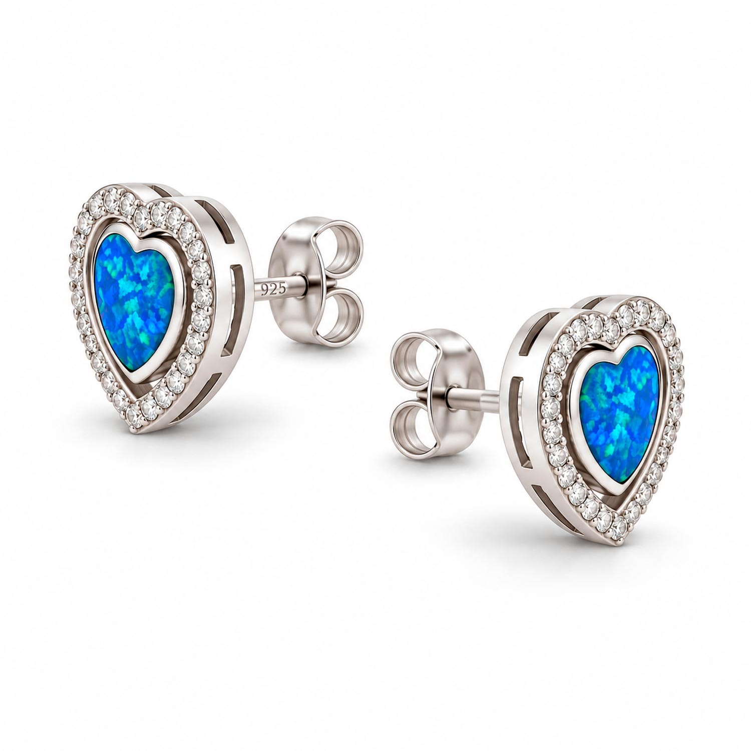 2-in-1 Ohrstecker-Transformer aus Silber 925 mit blauem Opal und Zirkonia