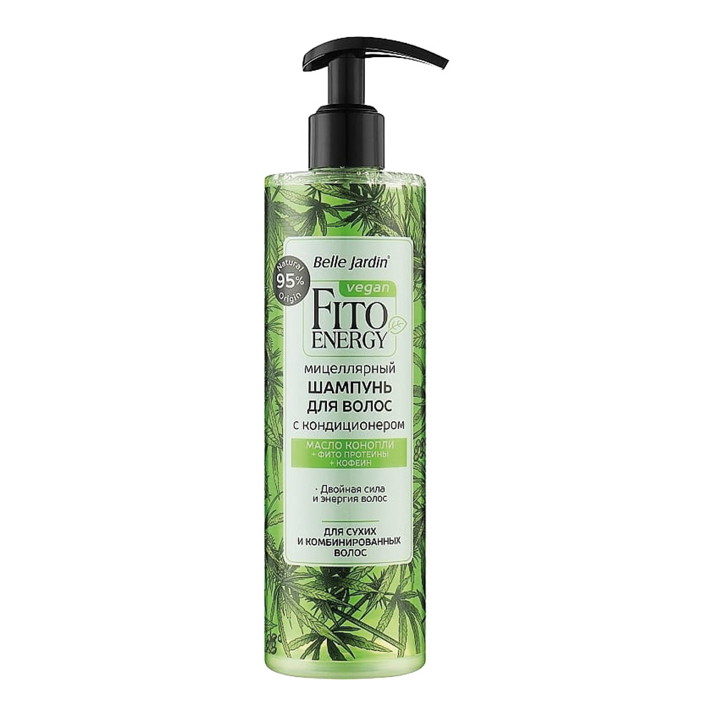 Belle Jardin Mizellar Shampoo mit Conditioner - Hanföl, Phyto-Proteine und Koffein, 400 ml