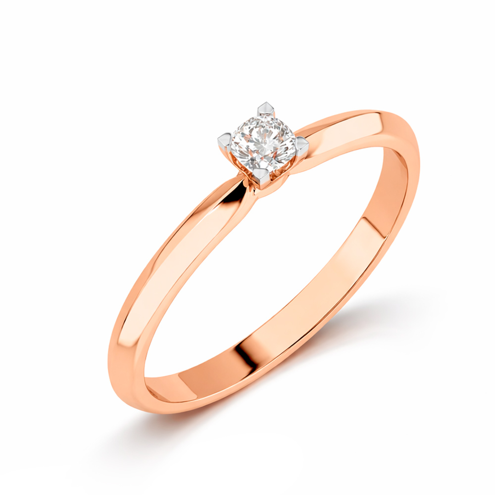 Damenring, Russisches Rotgold 585, mit Brillant ca. 0,10 ct. GSI