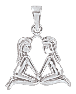 Attraktiver Anhänger Sternzeichen - Zwillinge, 21.05 - 21.06, Silber 925, Höhe ca. 22 mm