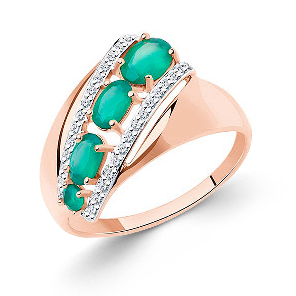 Sokolov Damenring aus 585 Rotgold mit Achaten und Zirkonia