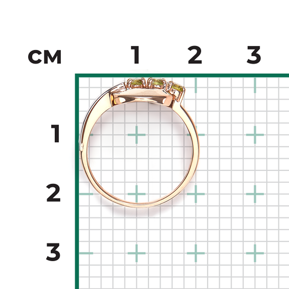 Zarter Damenring aus Russisches Rotgold 585 / Weißgold 585, mit Chrysolith