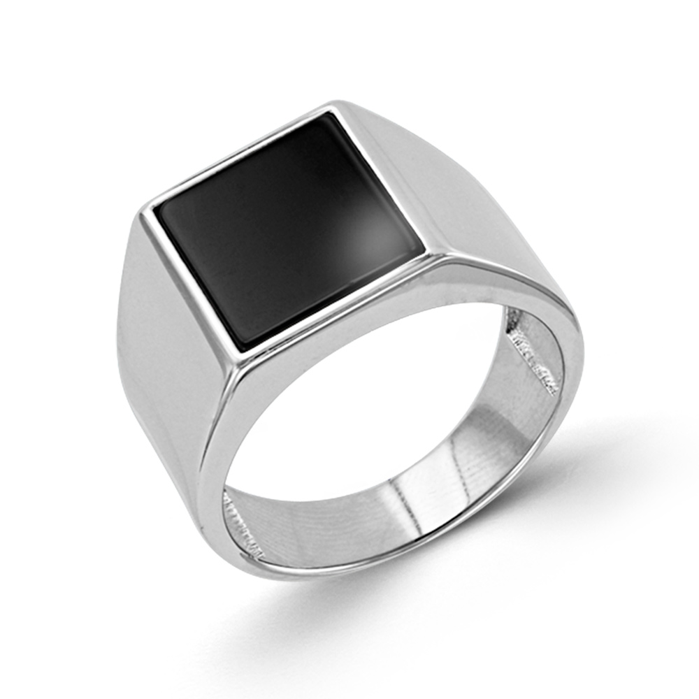 ansprechender Herrenring, Silber 925, Onyx