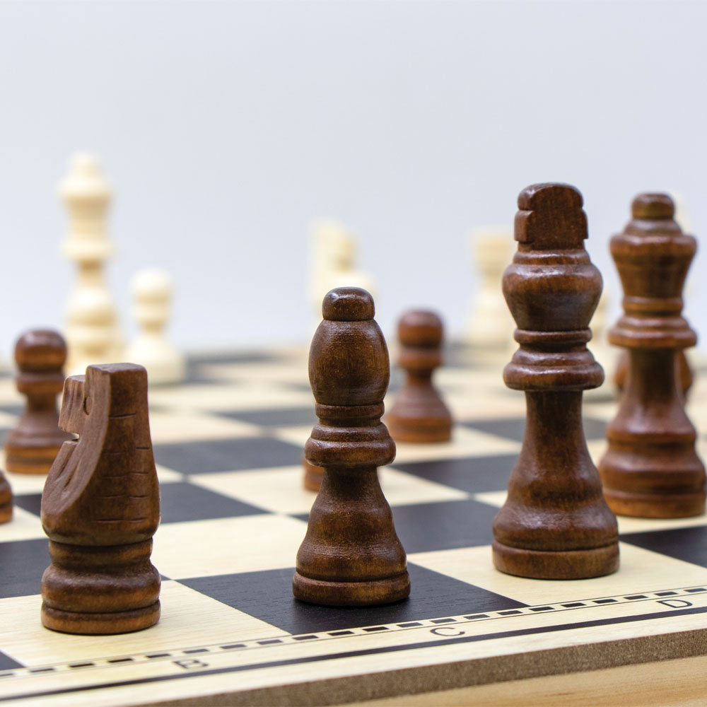 Schach-, Dame- & Backgammonspiel (Nardy) 3-in-1