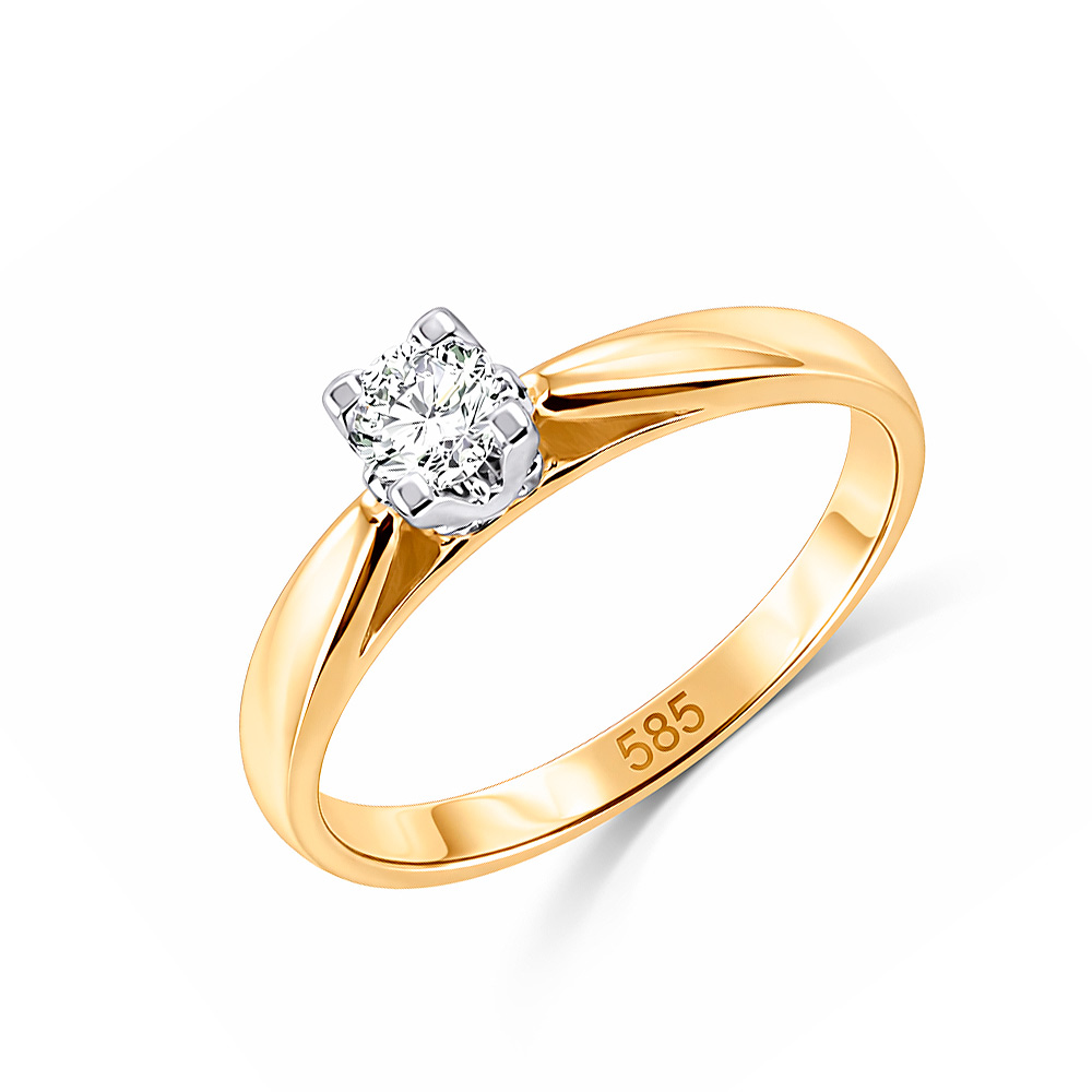 Erstaunlicher Damenring, Gelbgold 585, mit Brillant 0,15 ct. IVSS