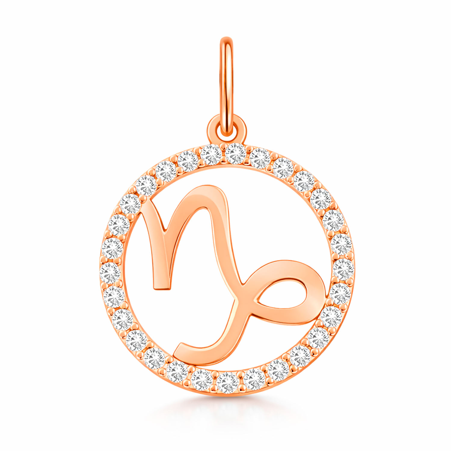 Sternzeichen Anhänger Steinbock aus 585er Rotgold mit Zirkonia,  22.12 - 20.01
