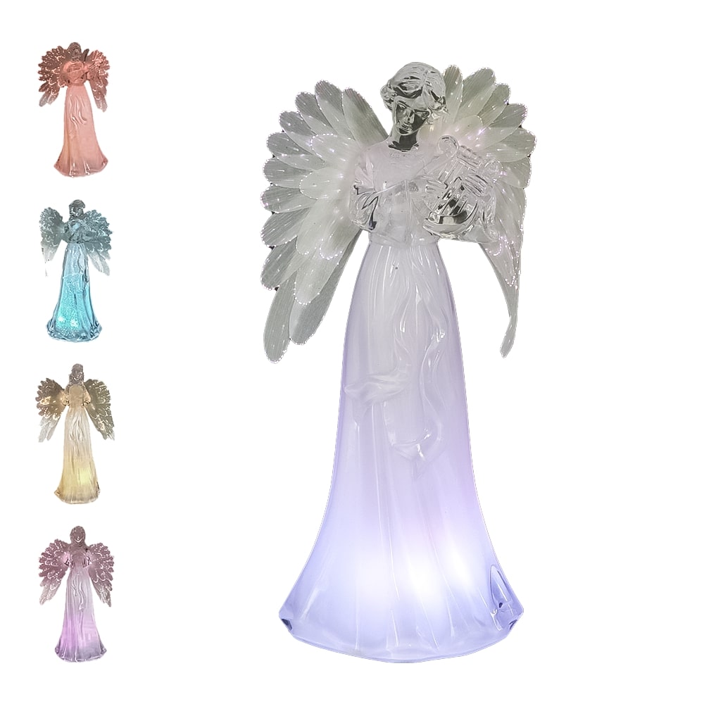 Dekofigur Engel mit beleuchtenden Flügeln, 22 cm