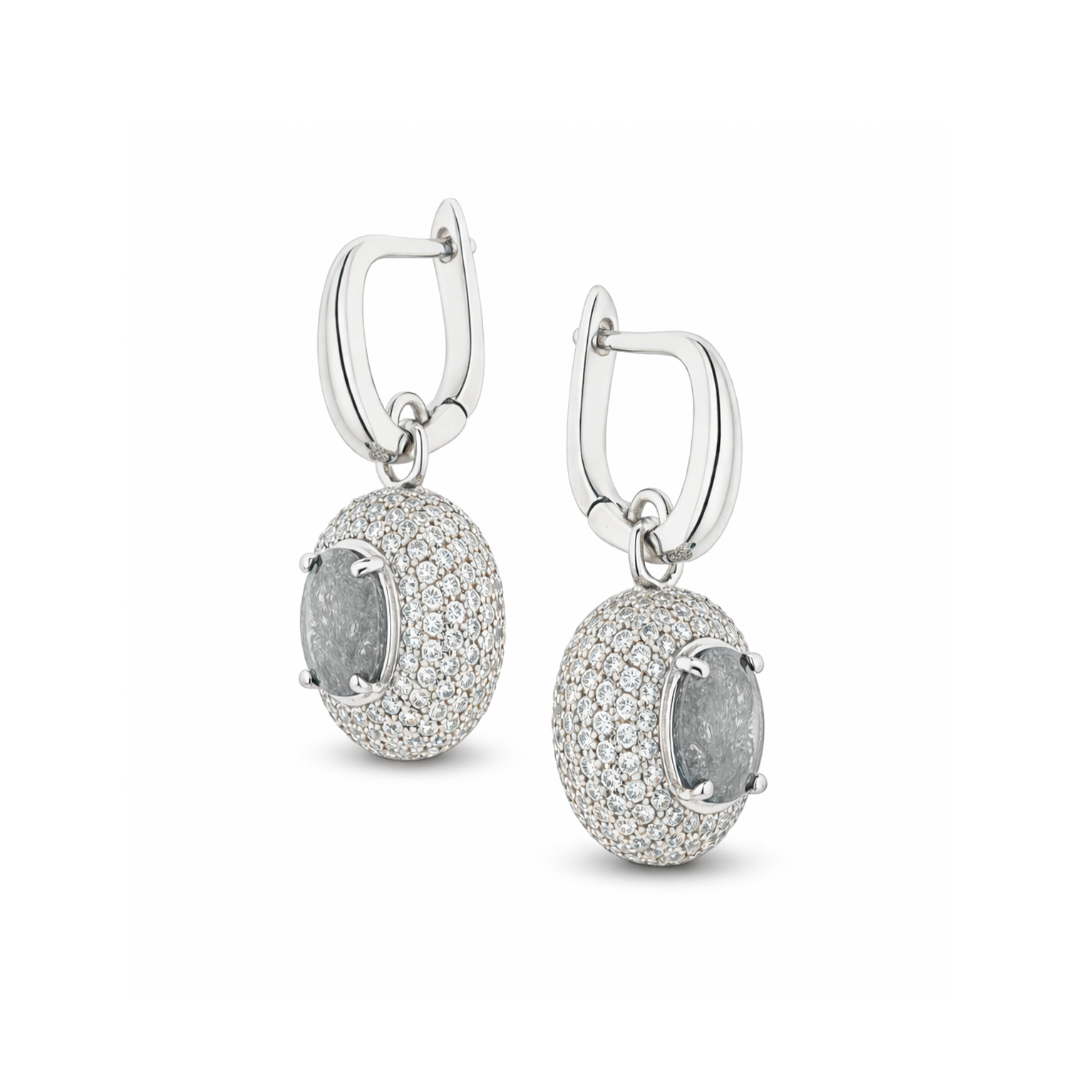 Ohrhänger aus 925 Silber mit Zirkonia und grauem Opal