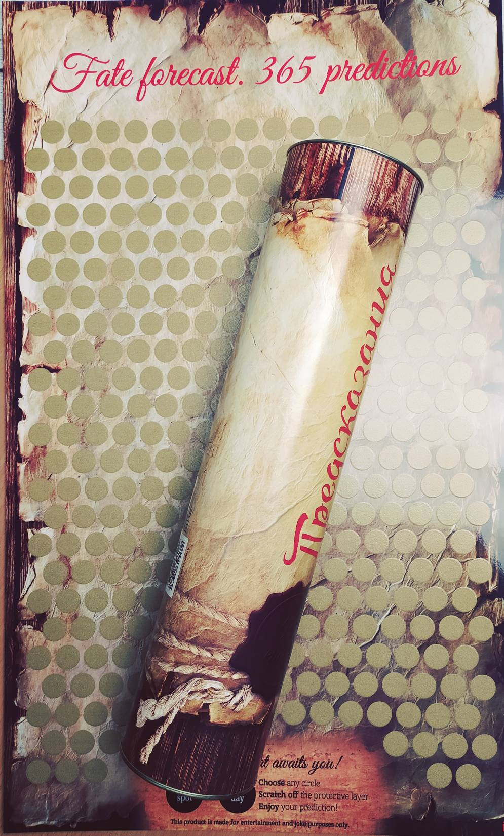 Rubbel-Poster "365 Glücksvorhersagen" in der Tube (50x30cm, Englisch)
