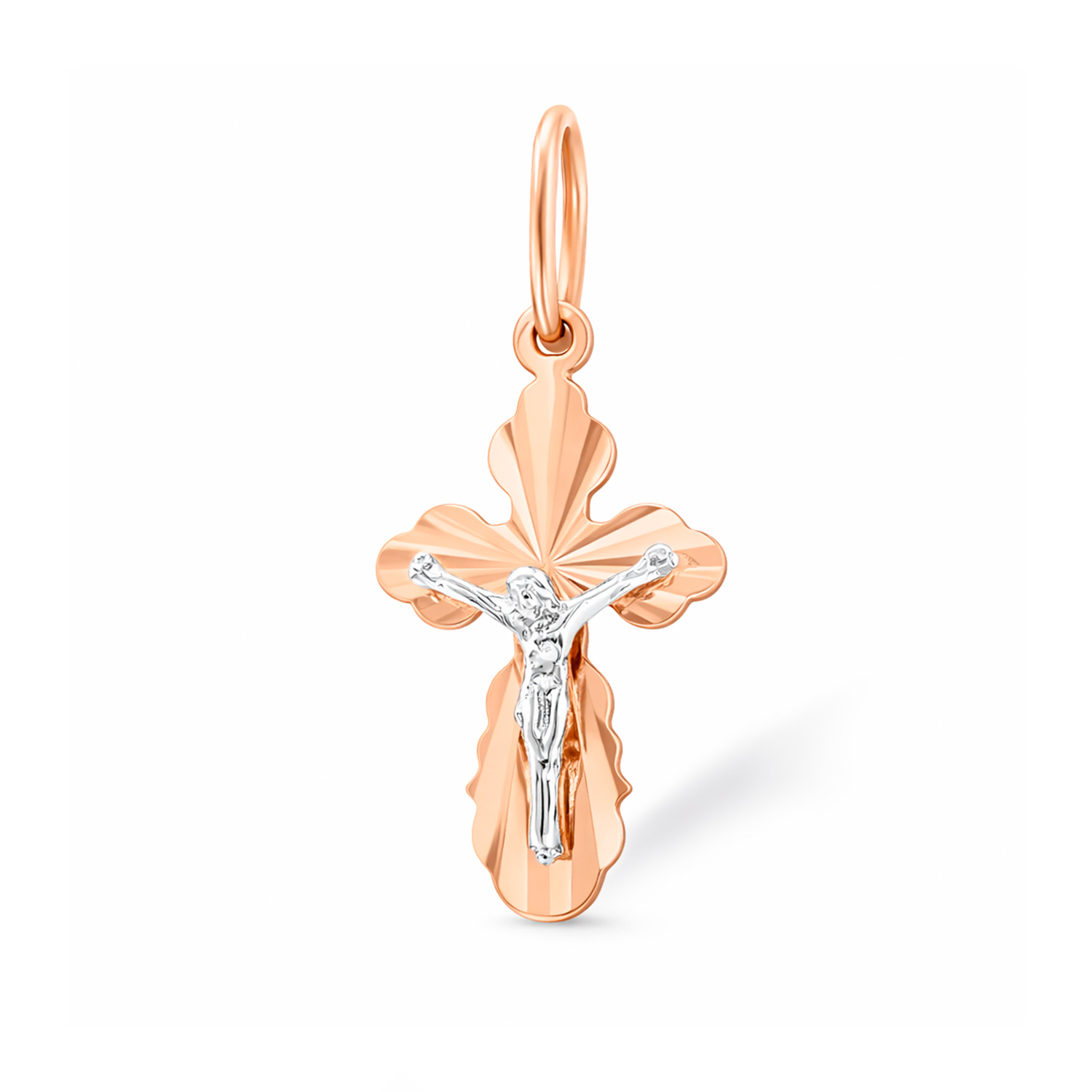 Anhänger - Kreuz mit Kruzifix aus 585 Rot- und Weißgold
