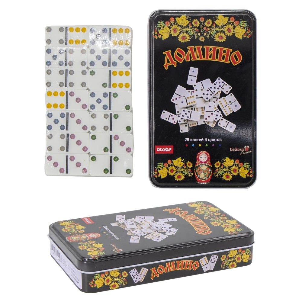 Domino - Spiel Matrjoschka in einer Metallbox