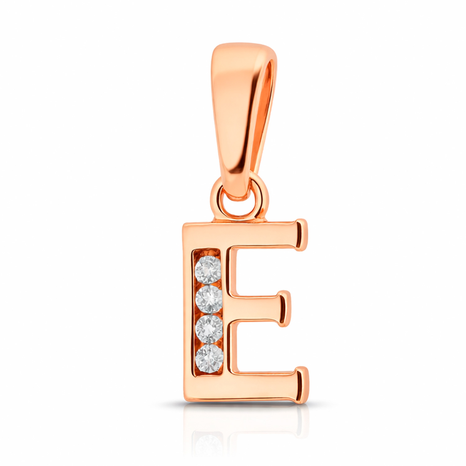 Anhänger Buchstabe E aus 585 Rotgold mit Zirkonia