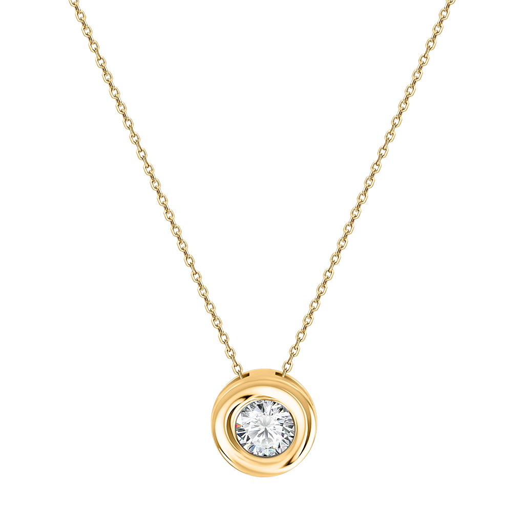 Attraktive Kette mit Anhänger, Gelbgold 585, mit Zirkonia, Durchmesser ca. 7 mm, Kettenlänge ca. 43 cm