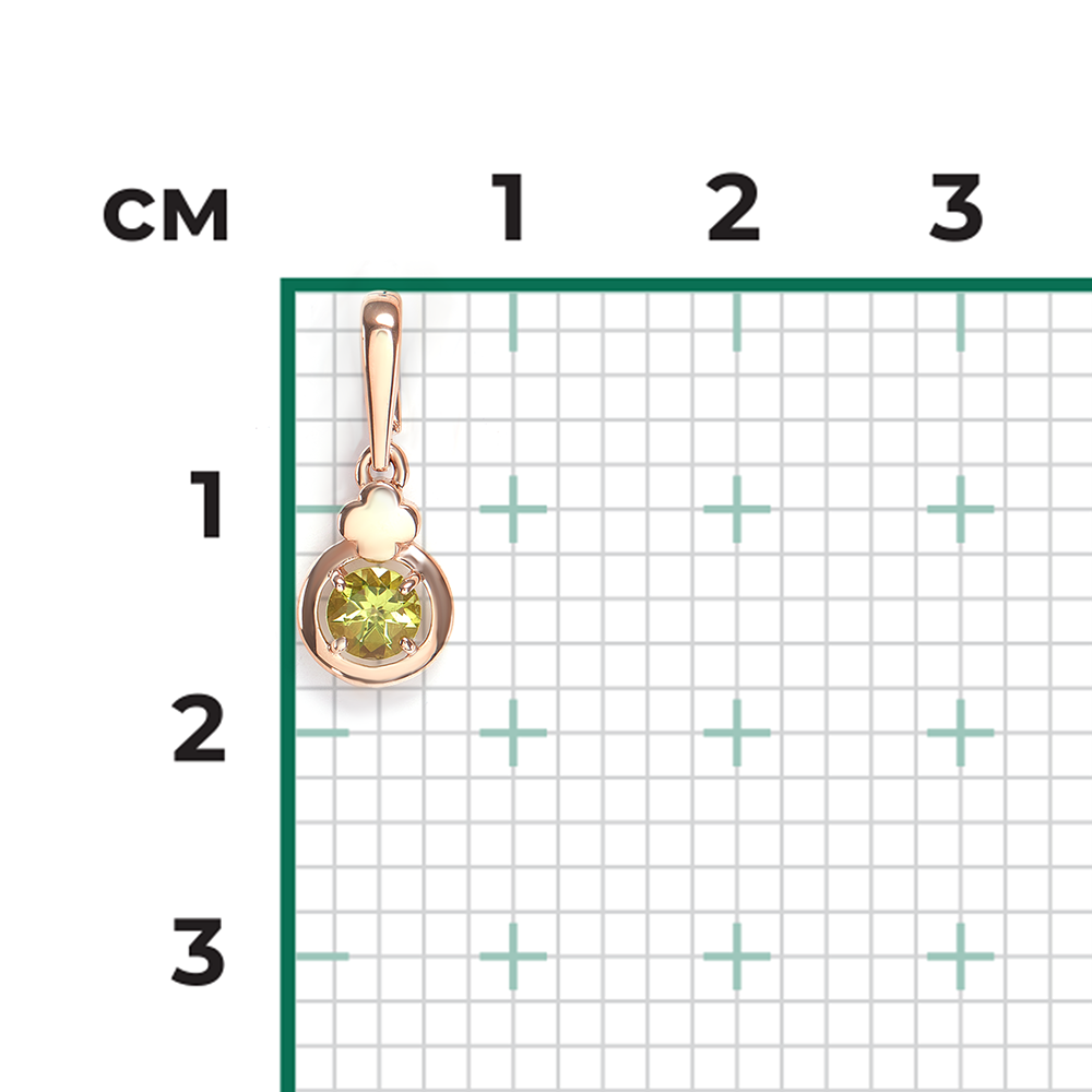 Anhänger aus Rotgold 585, mit Chrysolith, Höhe ca. 17 mm