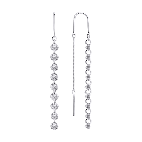Durchzieher-Ohrringe aus Silber 925 mit Zirkonia in elegantem Langdesign