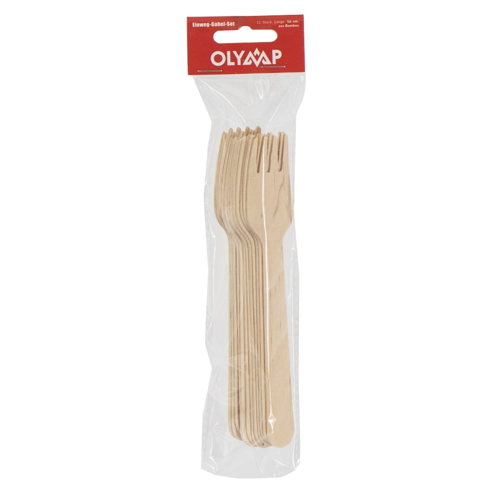 Olymp Einweg-Gabel-Set aus Bambus 12St, 16cm