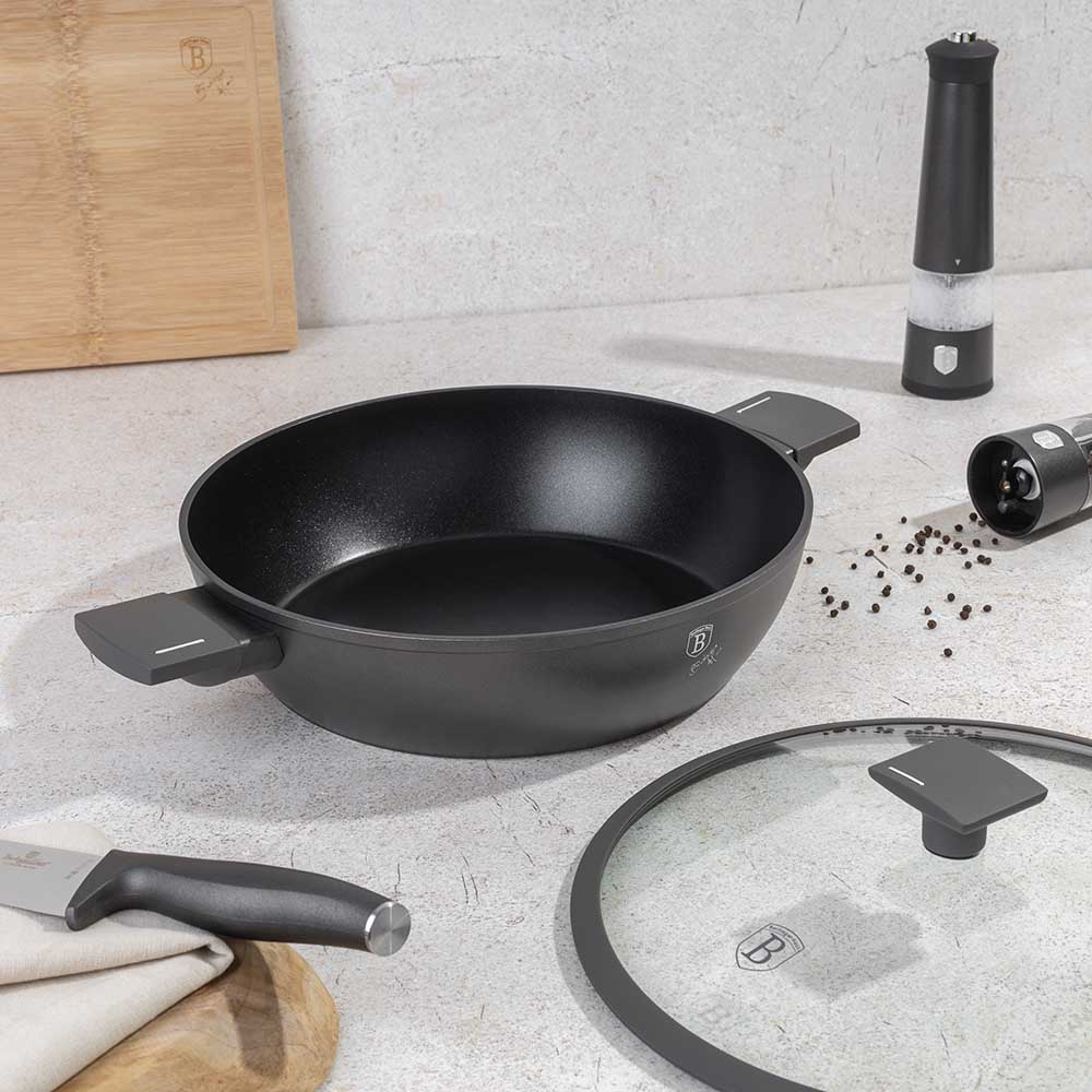 Berlinger Haus Antracit Collection Flacher Topf mit Deckel, Ø 30 cm