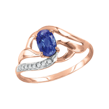 bezaubernder Damenring, Rotgold 585, Saphir HTS, Zirkonia