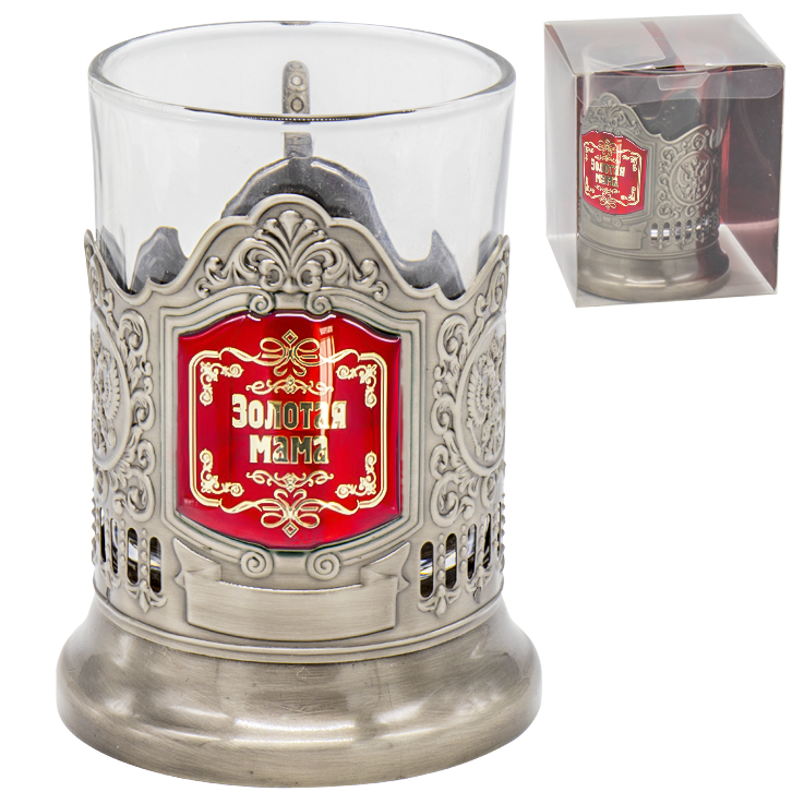 Teeglashalter "Goldene Mama" mit Teeglas, 200 ml