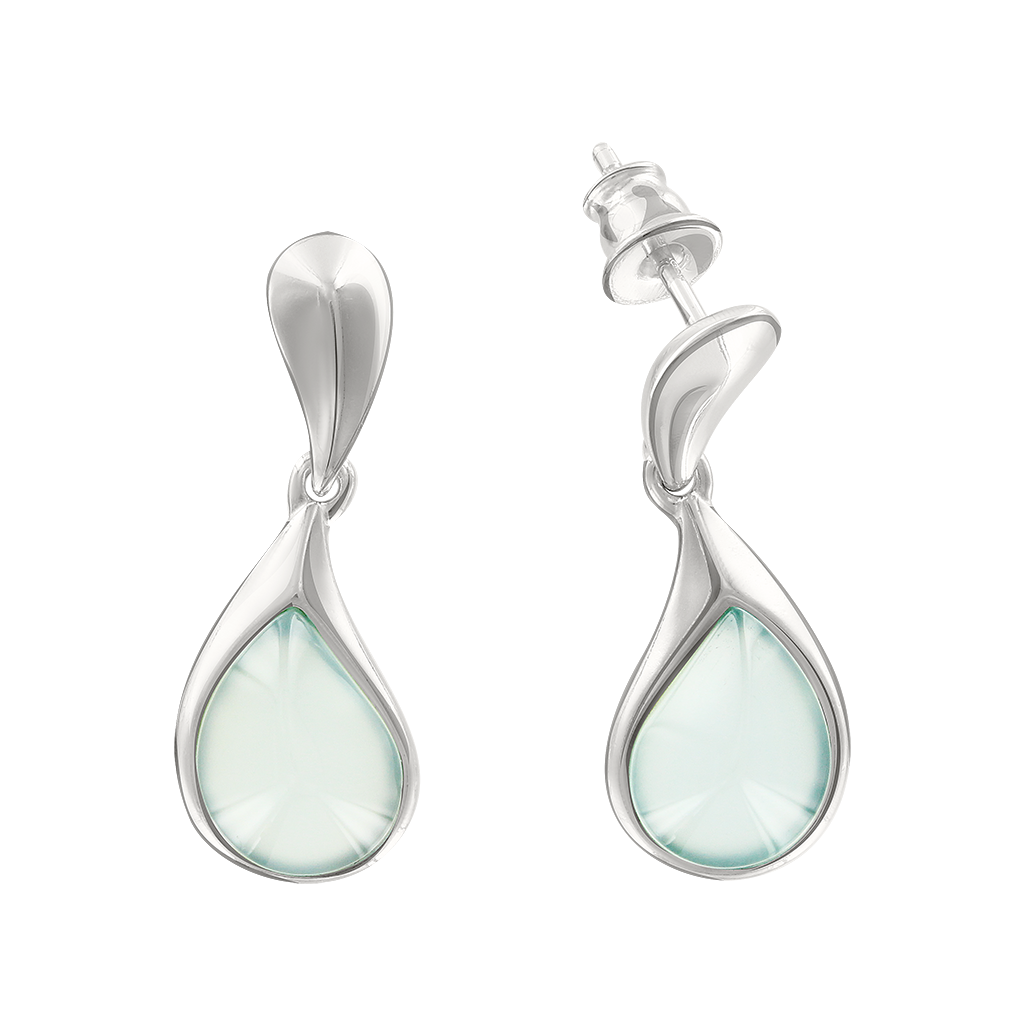 Anmutige Ohrstecker aus 925er Silber mit blauem Quarz, Höhe ca. 27 mm