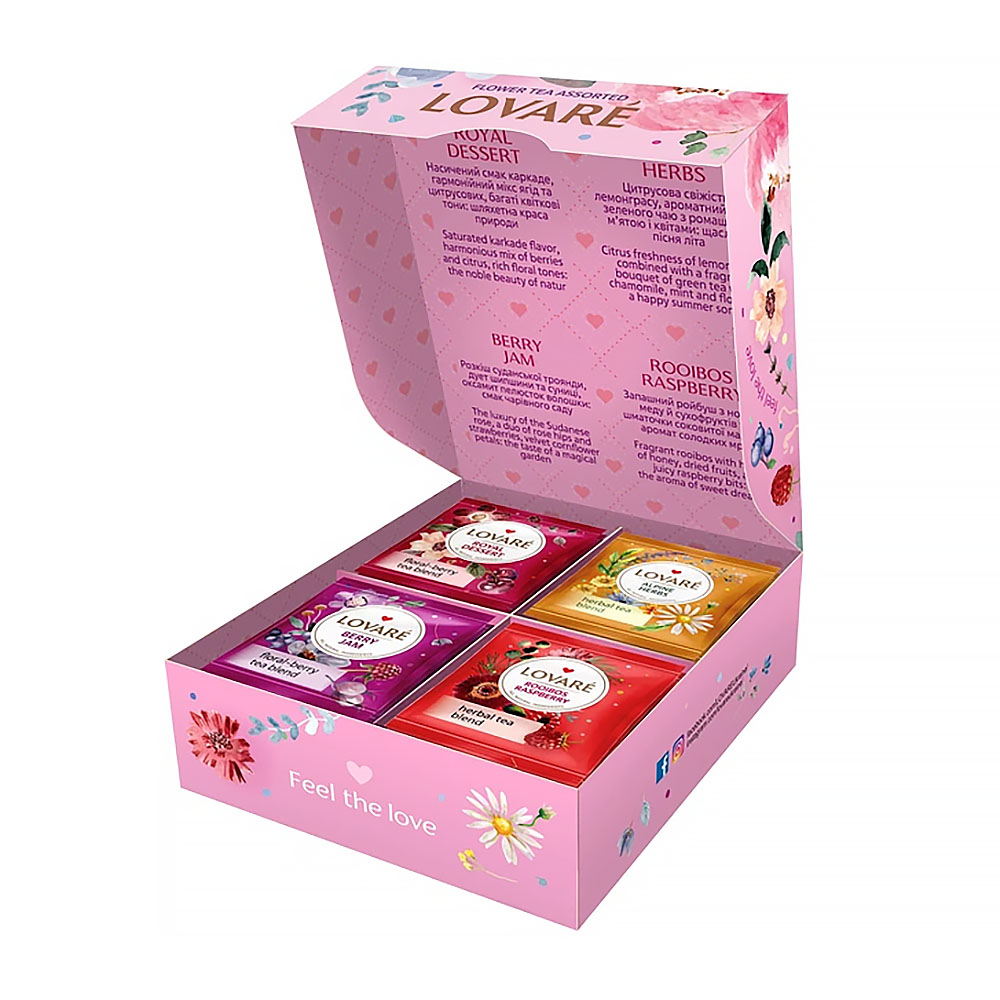 Geschenkbox "Süßer Luxus": Vdohnovenije Pralinen, Schokolade, Sefir & Lovaré Blumentee