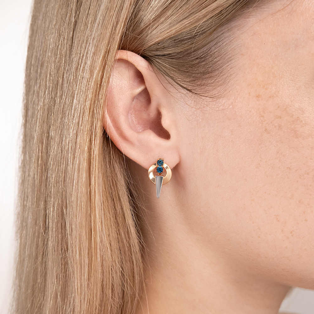 Ohrringe aus 585er Rot-/Weißgold mit Topasen, Höhe ca. 20 mm, Ø ca. 11 mm