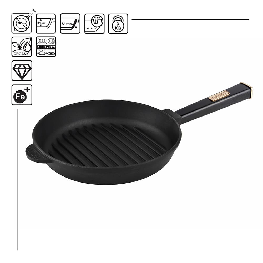 BriZoll Grillpfanne aus hochwertigem Gusseisen