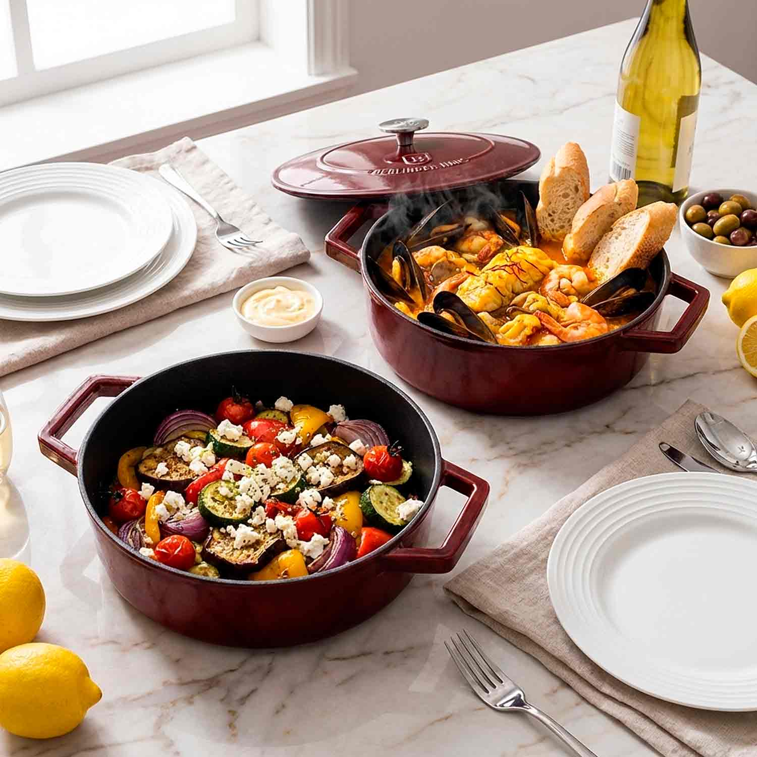Berlinger Haus ovaler Gusseisen-Bräter mit Deckel (5.56L), Burgunderrot