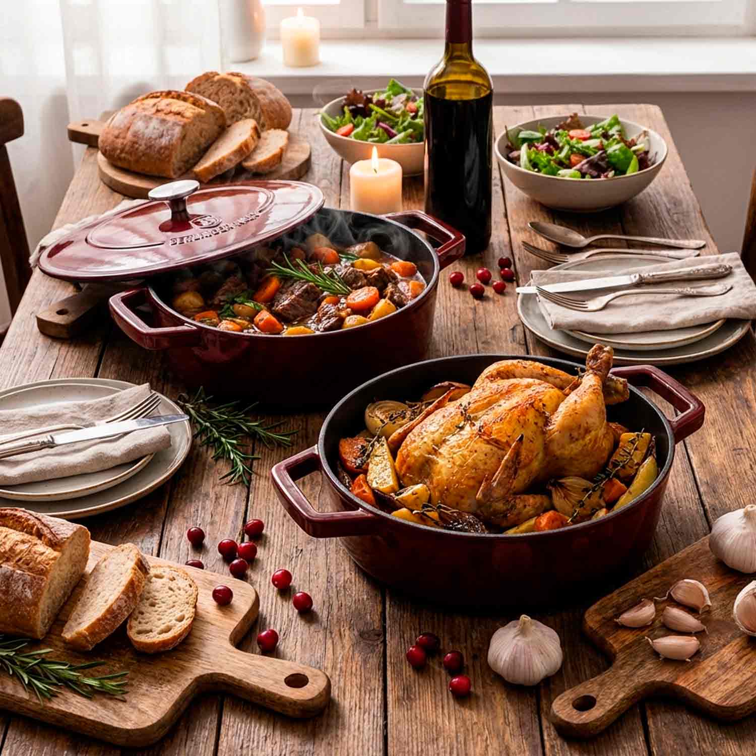Berlinger Haus runde Gusseisen-Kasserolle mit Deckel (2,57L, Ø26 cm), Burgunderrot