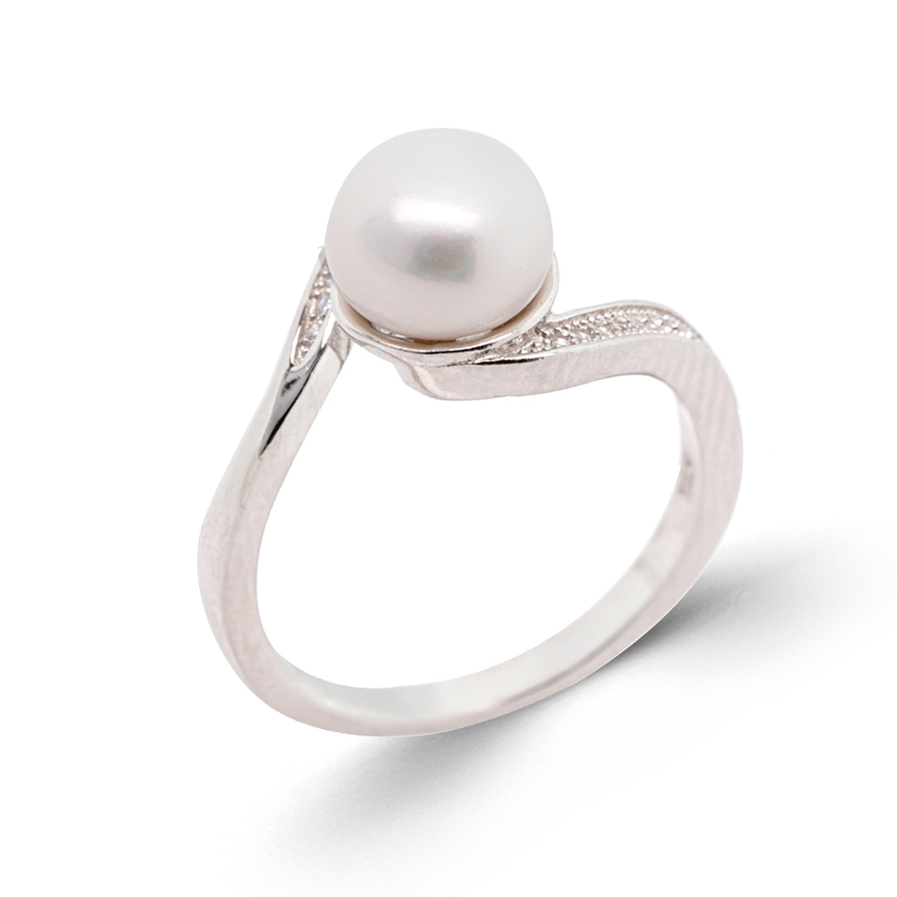 Damenring aus 925 Silber mit Perle und Zirkonia
