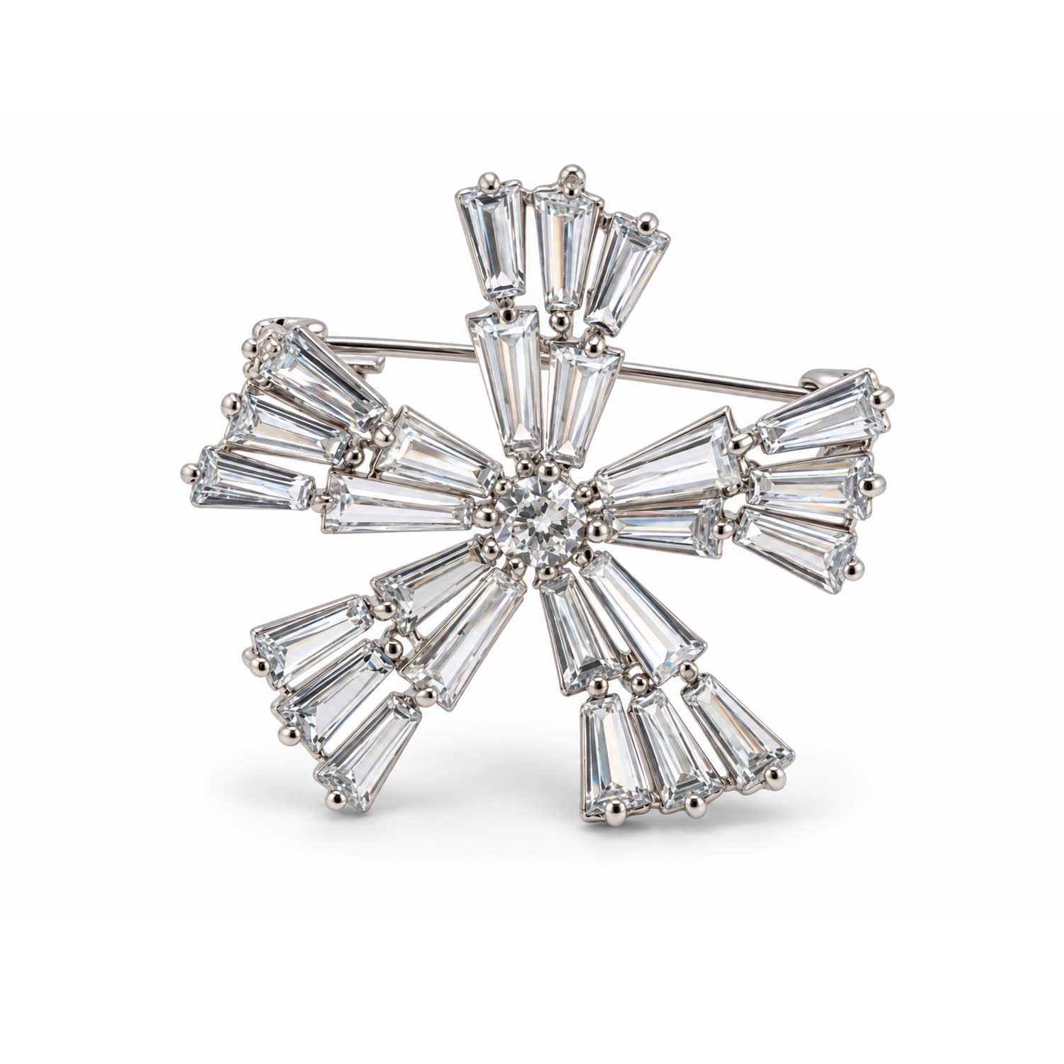 Elegante Blumenbrosche aus Silber 925 mit Zirkonia, ca. 3 x 3 cm