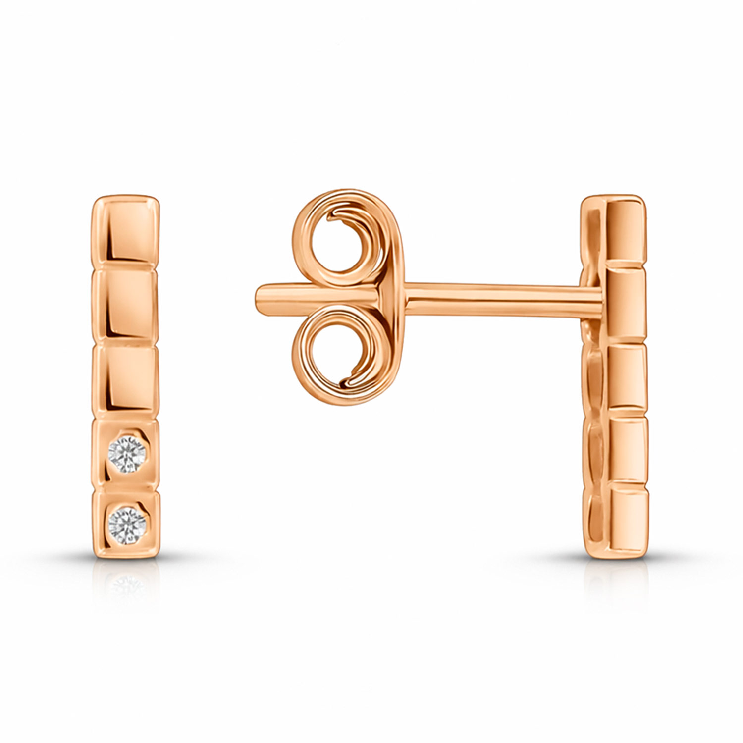 Ohrstecker aus 585 Rotgold mit Zirkonia, Höhe ca. 10 mm