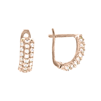charmante Ohrhänger, Russisches Rotgold 585, mit Zirkonia, Höhe ca. 9 mm, Gewicht ca. 1,5 gr.
