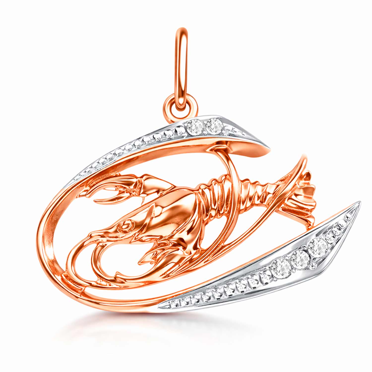 Anhänger Sternzeichen Krebs aus 585 Rotgold, mit Zirkonia, Höhe ca. 20 mm