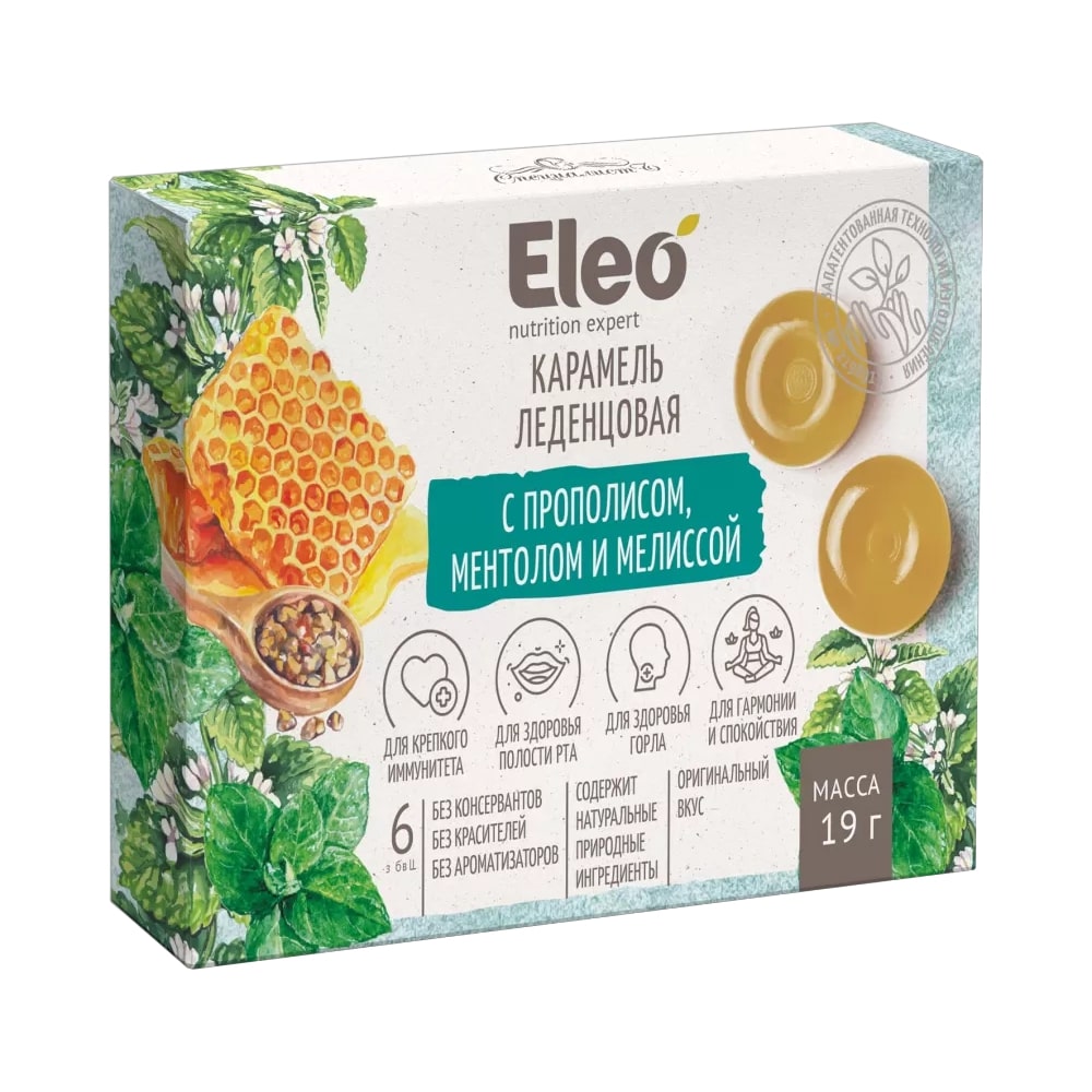 Eleo Karamellbonbons mit Propolis, Menthol und Melisse,19 g