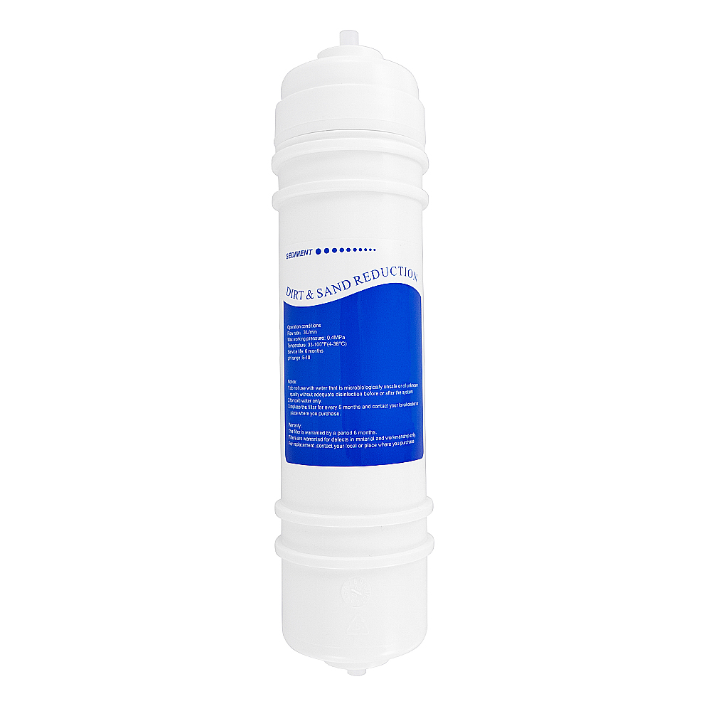 Set: Sedimentfilter M6 + 2xQuickkupplung Winkel für Schlauch, 1/4 Zoll beidseitig